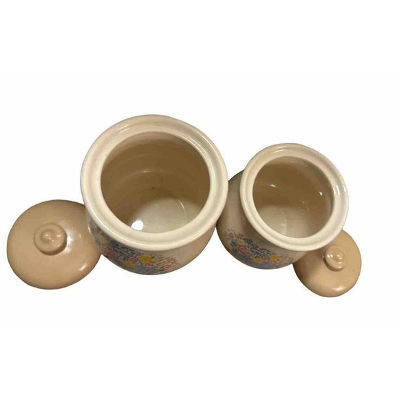 Saltera Vintage Floral Ceramic Kitchen Canisters Set - Grandmacore, Cottagecore - Picture 5 of 8